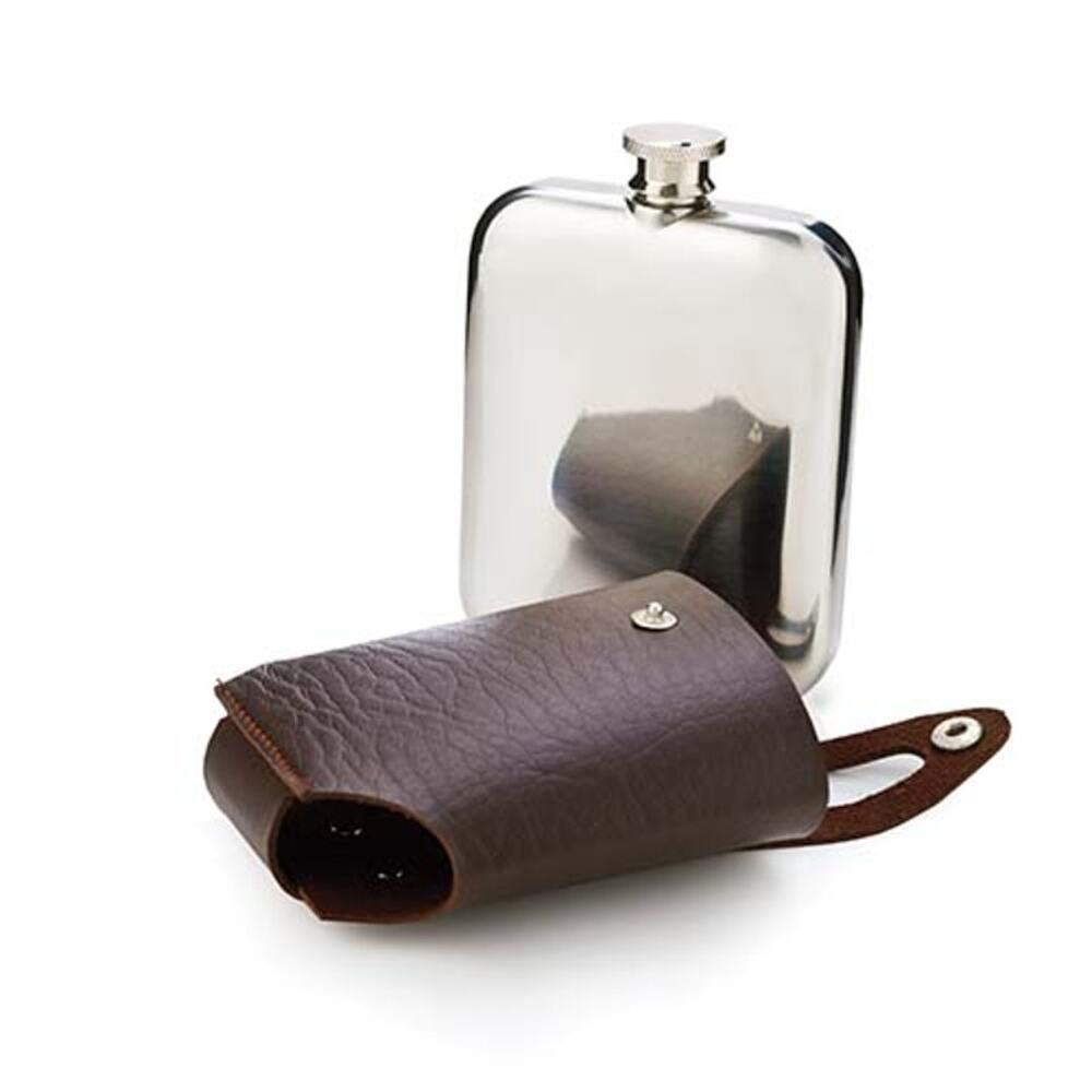 Stainless Steel Flask with Faux Leather Cover - Picture 4 of 6